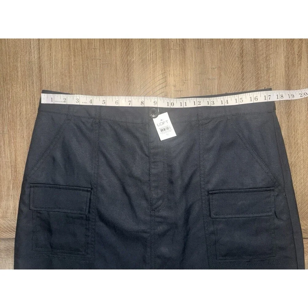 NWT Loft Ann Taylor Black Cargo Mini Skirt Linen Blend Womens Size 12 NEW $69.95